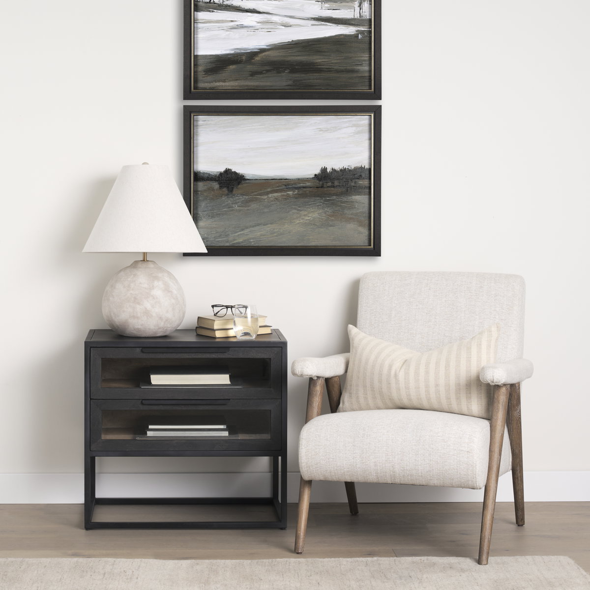 Sloan Black Wood with Black Metal Frame Side Table, Side & End Table by Mercana, 28" length x 17.5" width x 26.25" height View 2