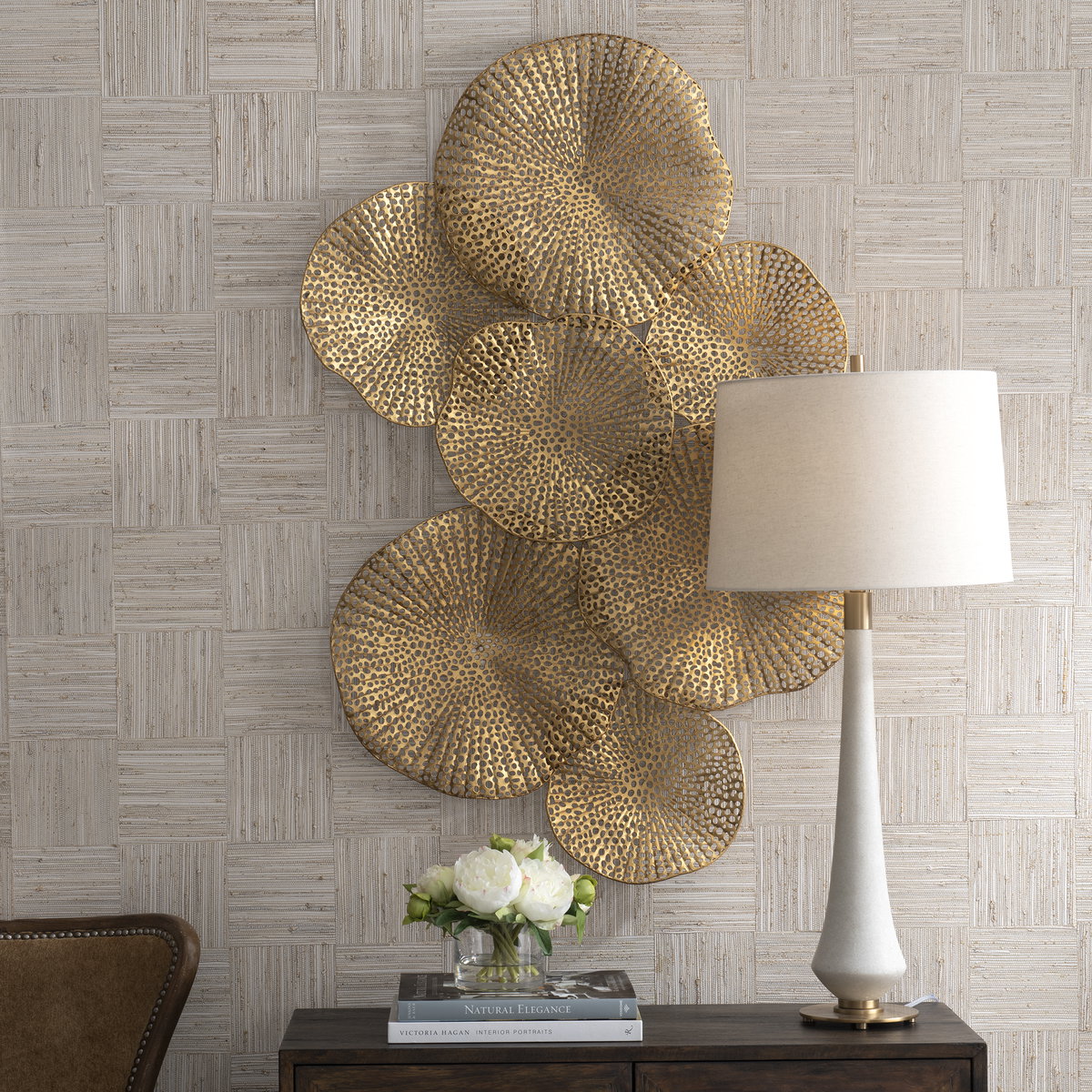 Ripley Gold Metal Wall Art, by Uttermost, 47" width x 31" height x 3" depth View 2