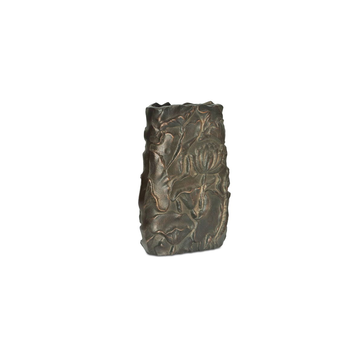 Sabine Cast Aluminum Vase Antique Brass, by Moe's Home, 7.5" width x 11" height x 1.5" depth View 2