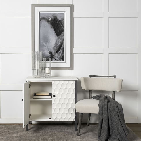 Savannah White Fir Veneer with Gray Metal 2-Door Accent Cabinet