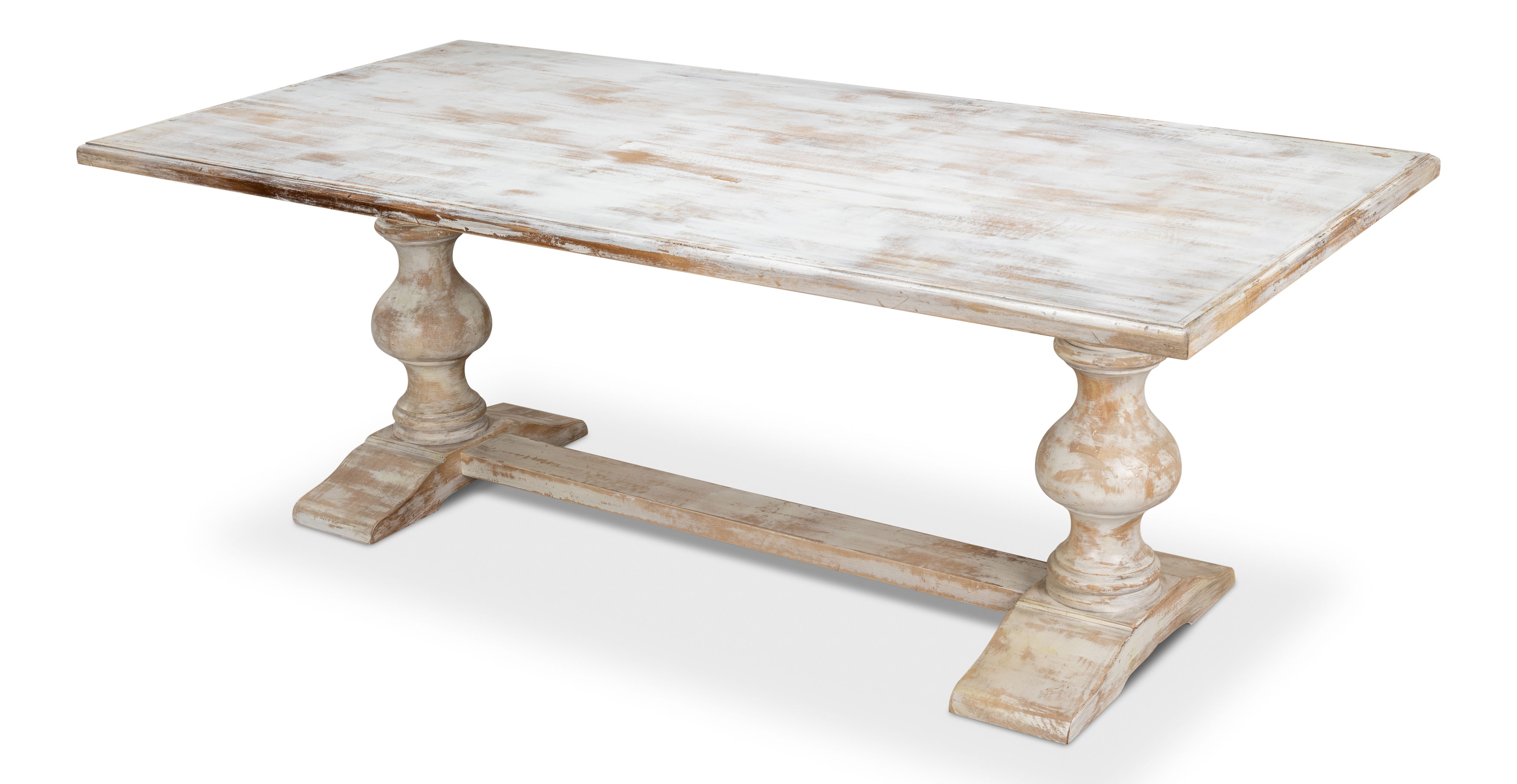 *Lionisio Trestle Table,Disrupted White, Dining Table by Sarreid, 84" length x 41" width x 30" height View 11