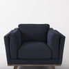 Brooks  Navy Blue Fabric Chair with Medium Brown Wooden Legs thumbnail 8