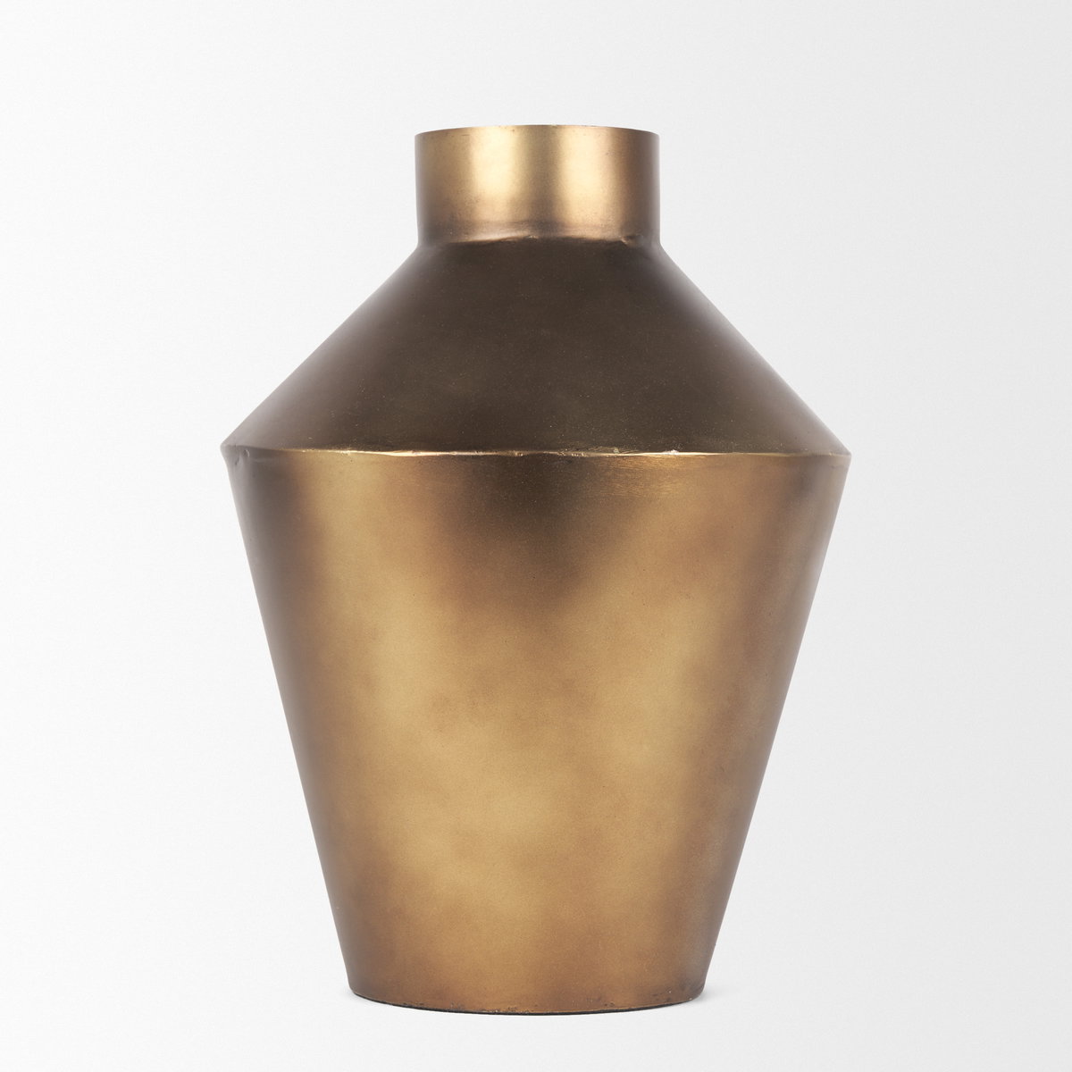 Perrin Small Brushed Gold Metal Decorative Vase, by Mercana, 8.5" length x 8.5" width x 12" height View 7