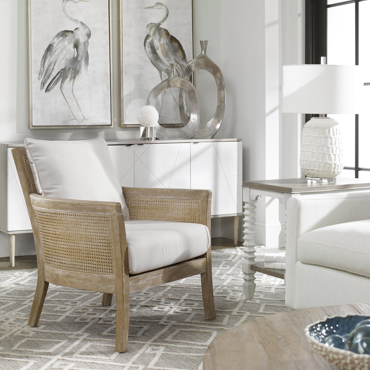 Encore Natural Armchair, Furniture by Uttermost, 28.5" width x 33" height x 31" depth View 2