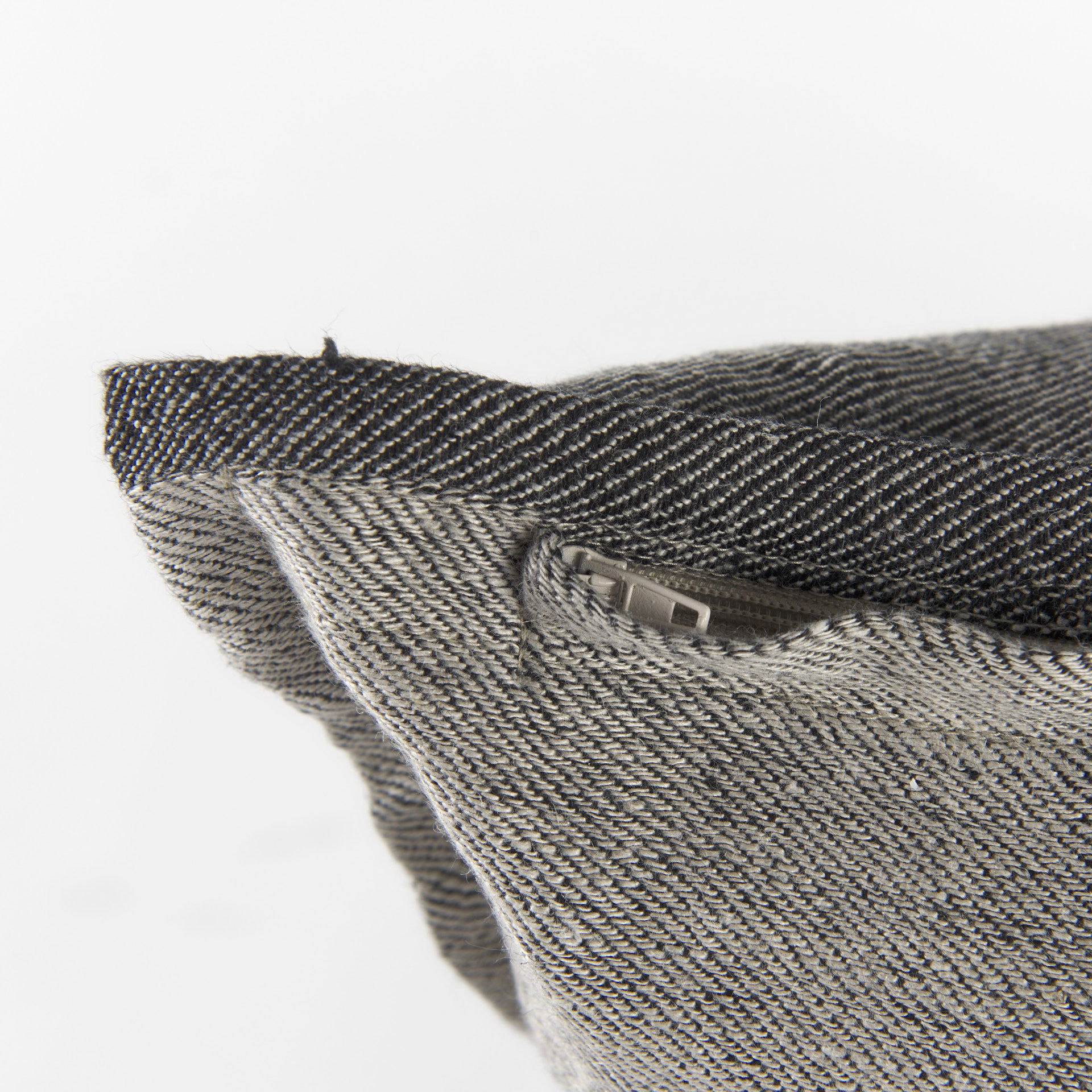 Zadie 20L x 20W Light Gray and Dark Gray Fabric Color Blocked Decorative Pillow Cover, by Mercana, 20" length x 20" width x 0.2" height View 12