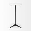 Ballatine II 15L x 15W x 27L White Marble Round Top White with Black Metal Base Accent Table thumbnail 3