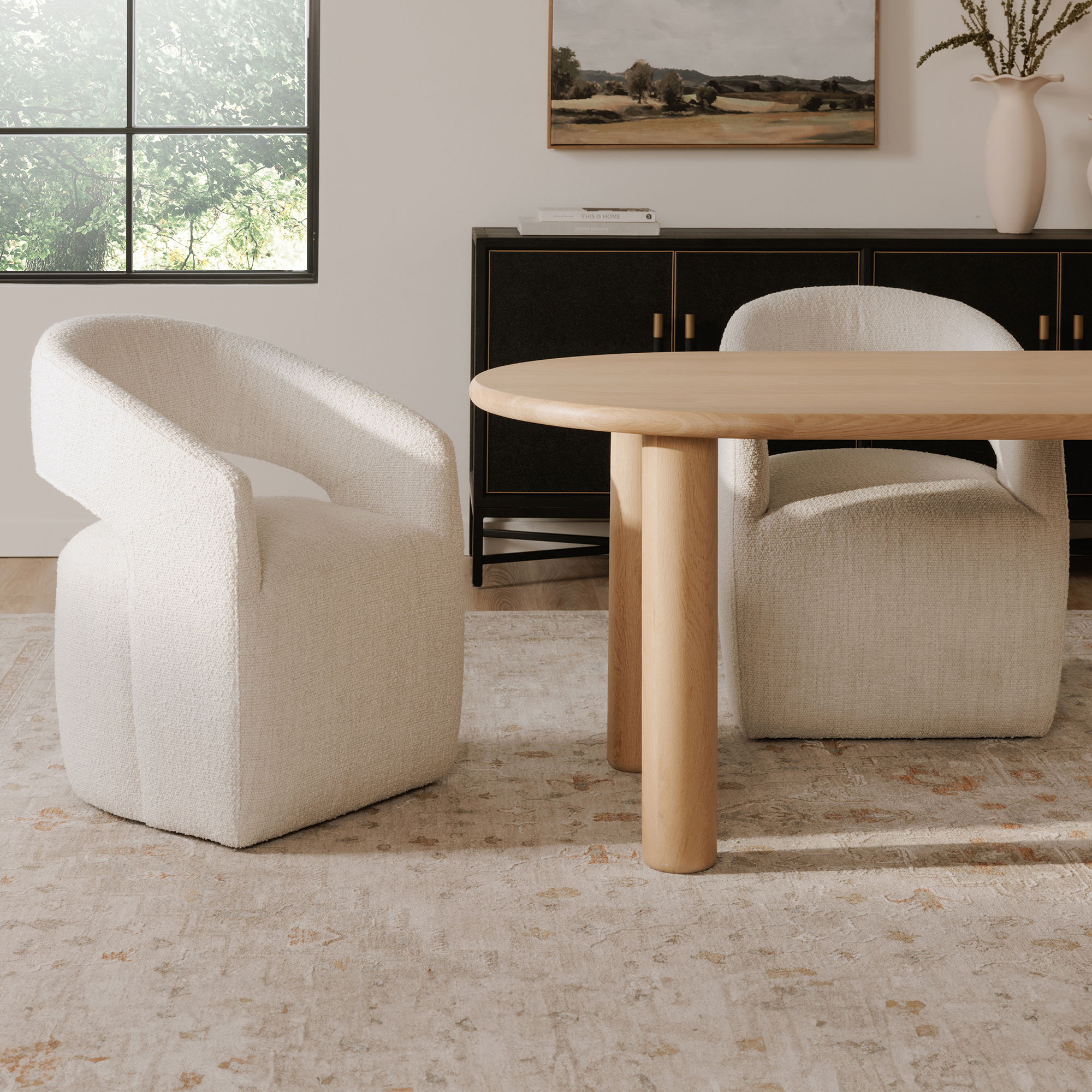 Barrow Rolling Dining Chair White Mist large image 