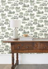 Modern Vista Toile Evergreen Wallpaper thumbnail 1