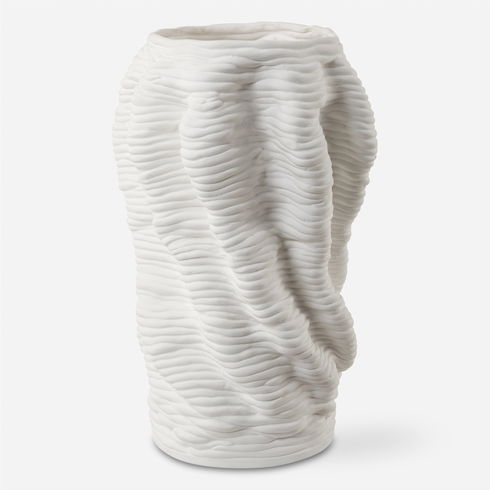 Stratified Matte White Vase