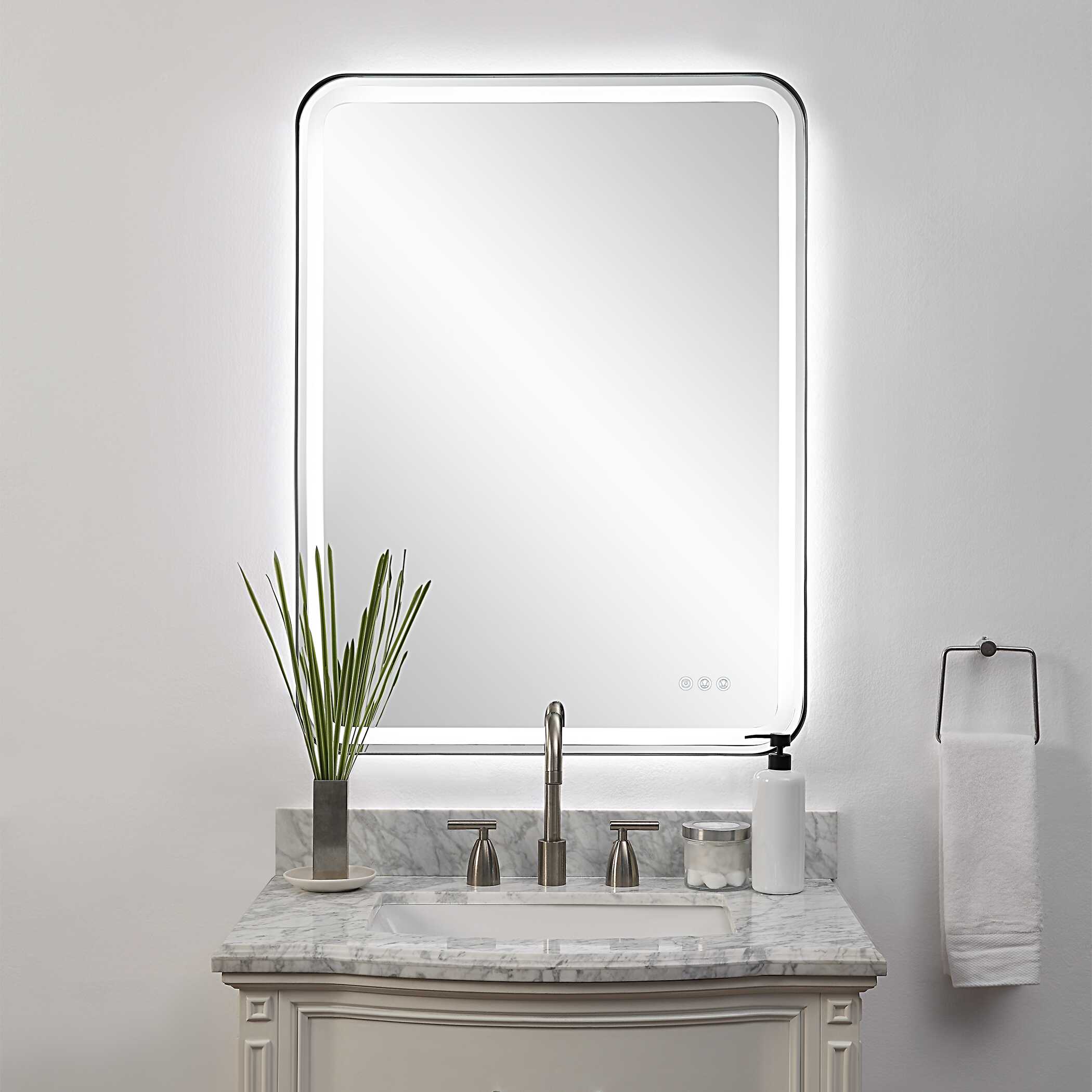 Crofton Lighted Black Large Mirror, by Uttermost, 30" width x 40" height x 2.12" depth View 2
