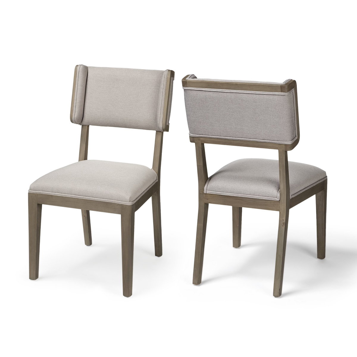 Tenton Open Back Dining Side Chair | Grey Fabric with Brown Wood, Dining Chair by Mercana, 23.5" length x 19" width x 36.75" height View 4