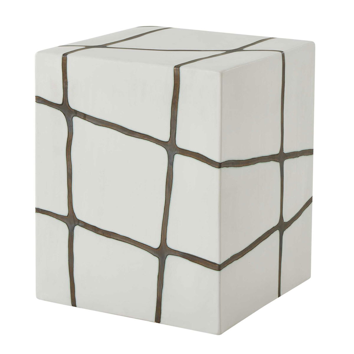 Rocklyn White Cube Garden Stool, Side & End Table by Uttermost, 13" width x 16.25" height x 13" depth View 4