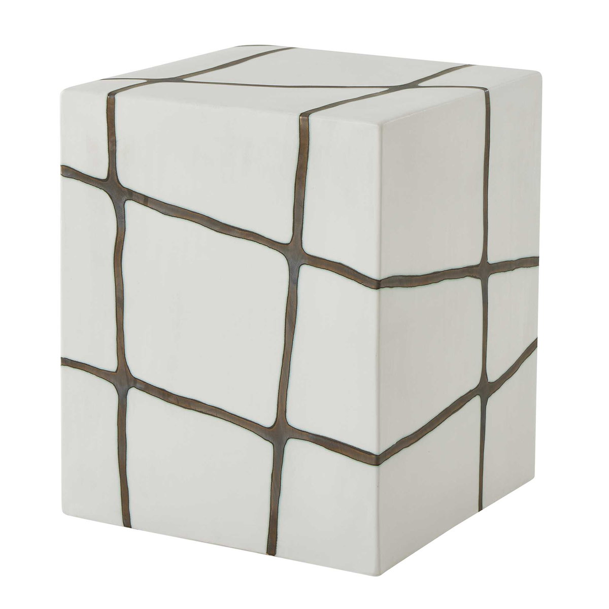 Rocklyn White Cube Garden Stool, Side & End Table by Uttermost, 13" width x 16.25" height x 13" depth View 4