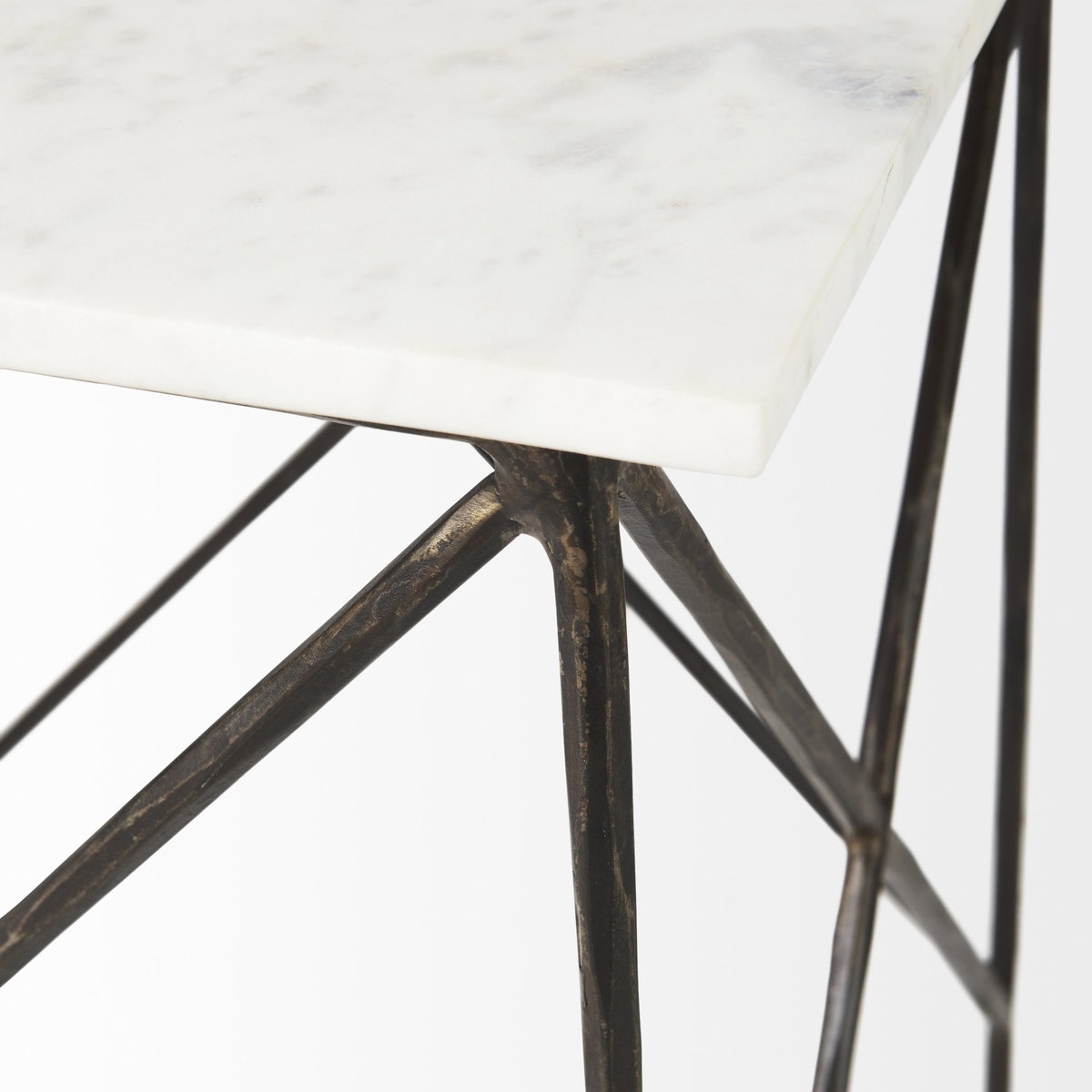 Lorlei 20.0L x 20.0W x 23.8H White Marble Top with Gray Iron Legs End and Side Table, Side & End Table by Mercana, 20" length x 20" width x 24" height View 9
