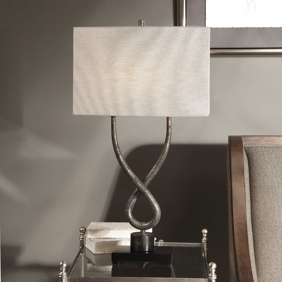 Talema Aged Silver Lamp, Table Lamp by Uttermost, 17" width x 30.25" height x 9" depth View 5