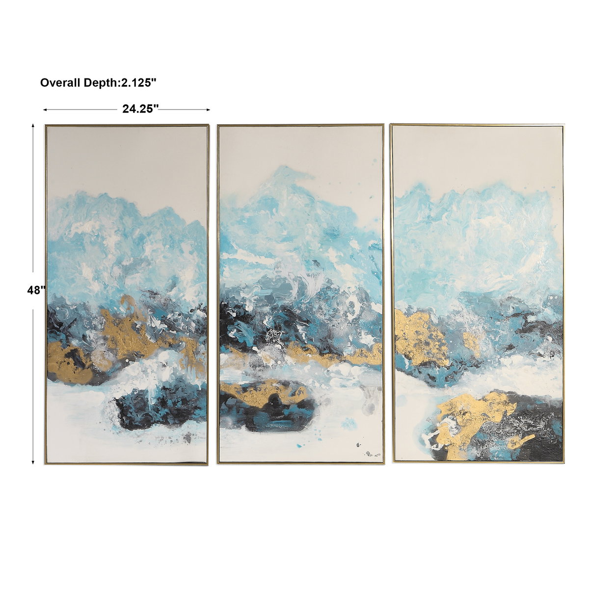 Crashing Waves Abstract Art Set/3, by Uttermost, 24.25" width x 48" height x 2.12" depth View 3