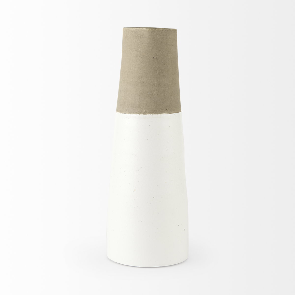 Garand Large 18.8H Two-Toned White Natural Ceramic Jug, Decorative Jar by Mercana, 7.87" length x 6.1" width x 16.54" height View 6