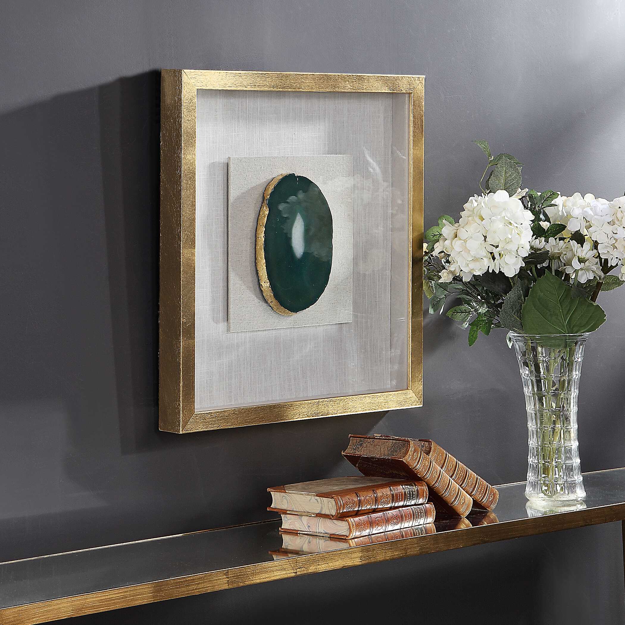 Keeva Agate Stone Shadow Box, Sculptural Wall Art by Uttermost, 19.75" width x 19.75" height x 2" depth View 6