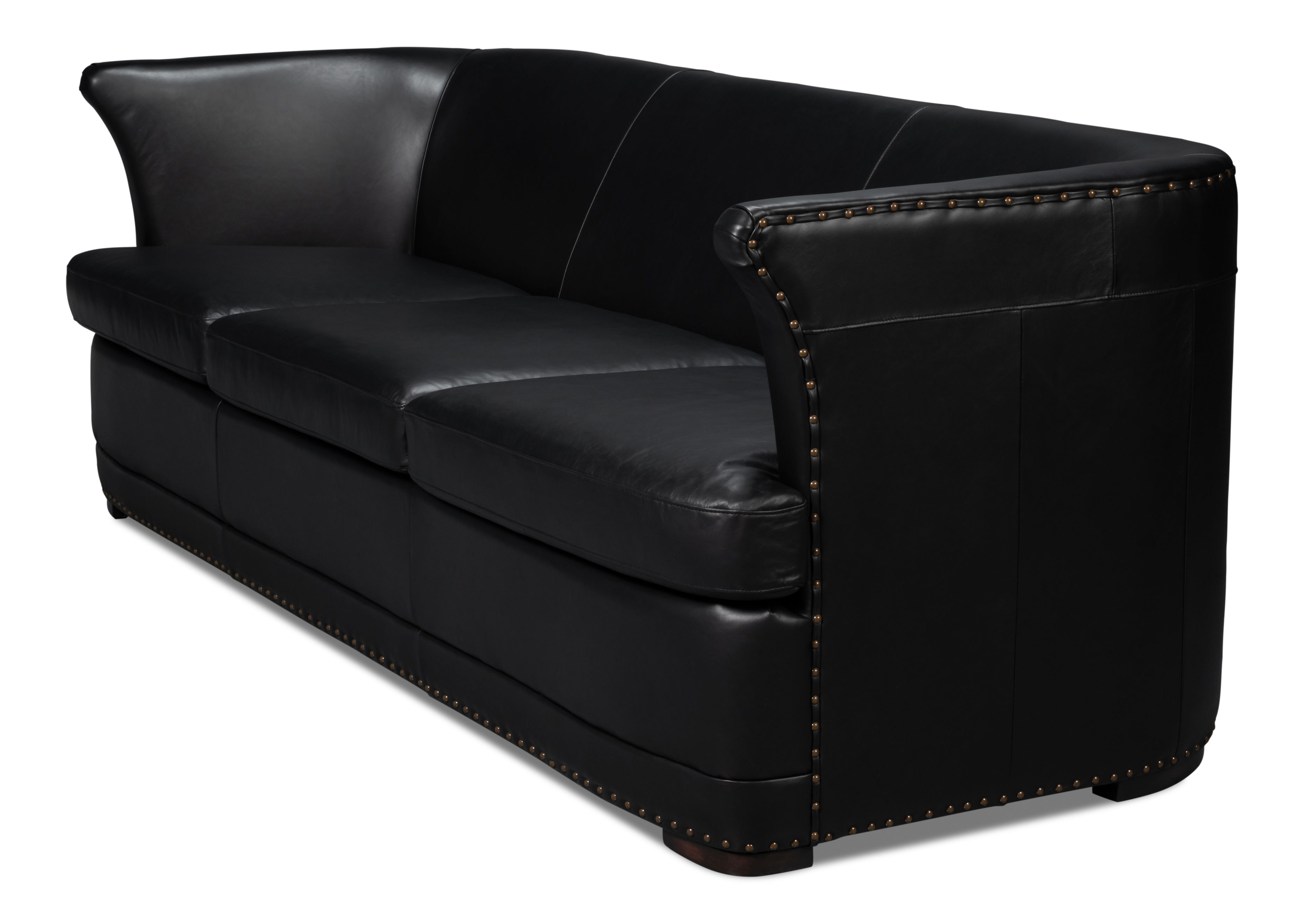 Mcmillan Distilled Leather Sofa,Onyx Blk, Sofas & Sectional by Sarreid, 90" length x 37" width x 32" height View 8