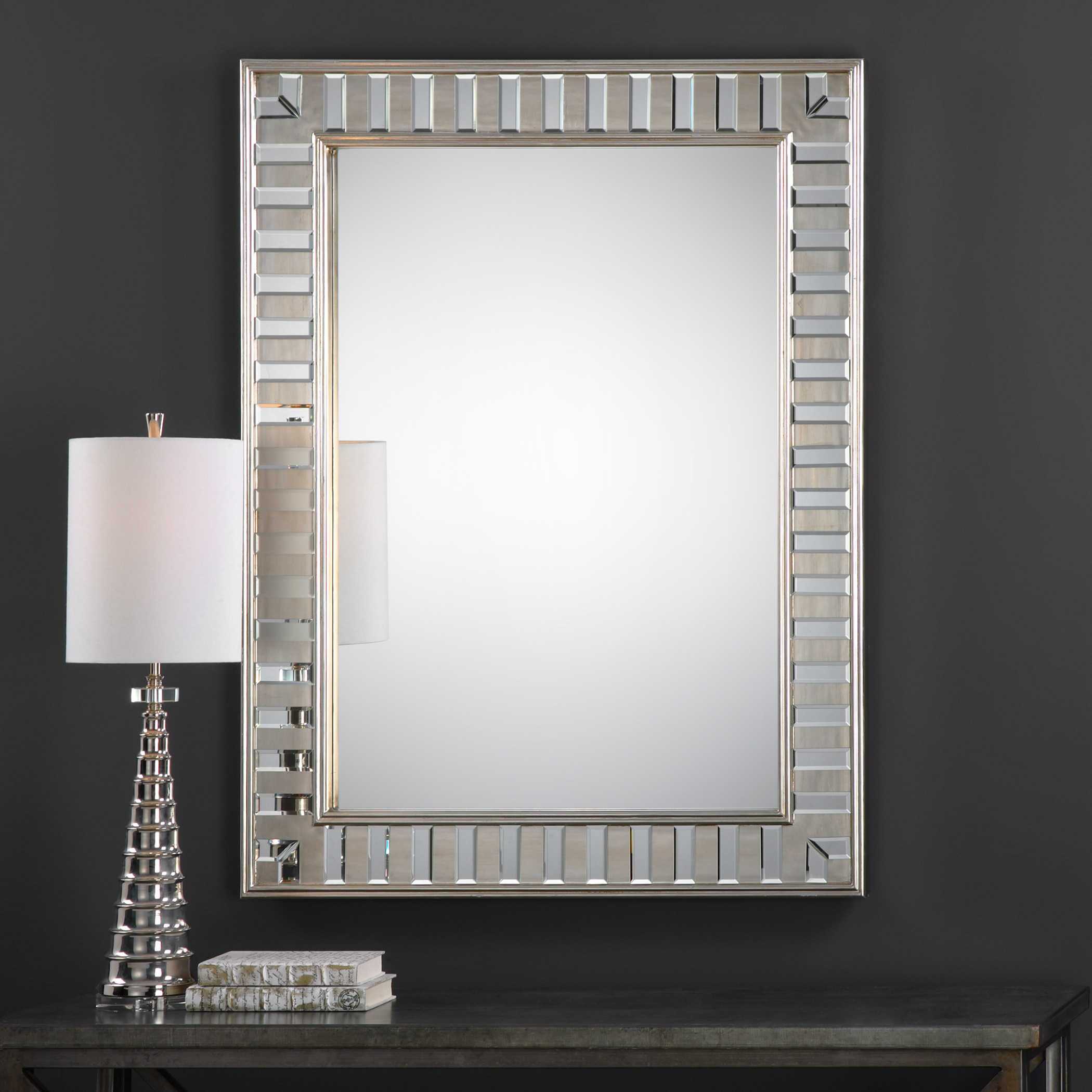 Lanester Silver Leaf Mirror, by Uttermost, 36" width x 48" height x 1.5" depth View 2