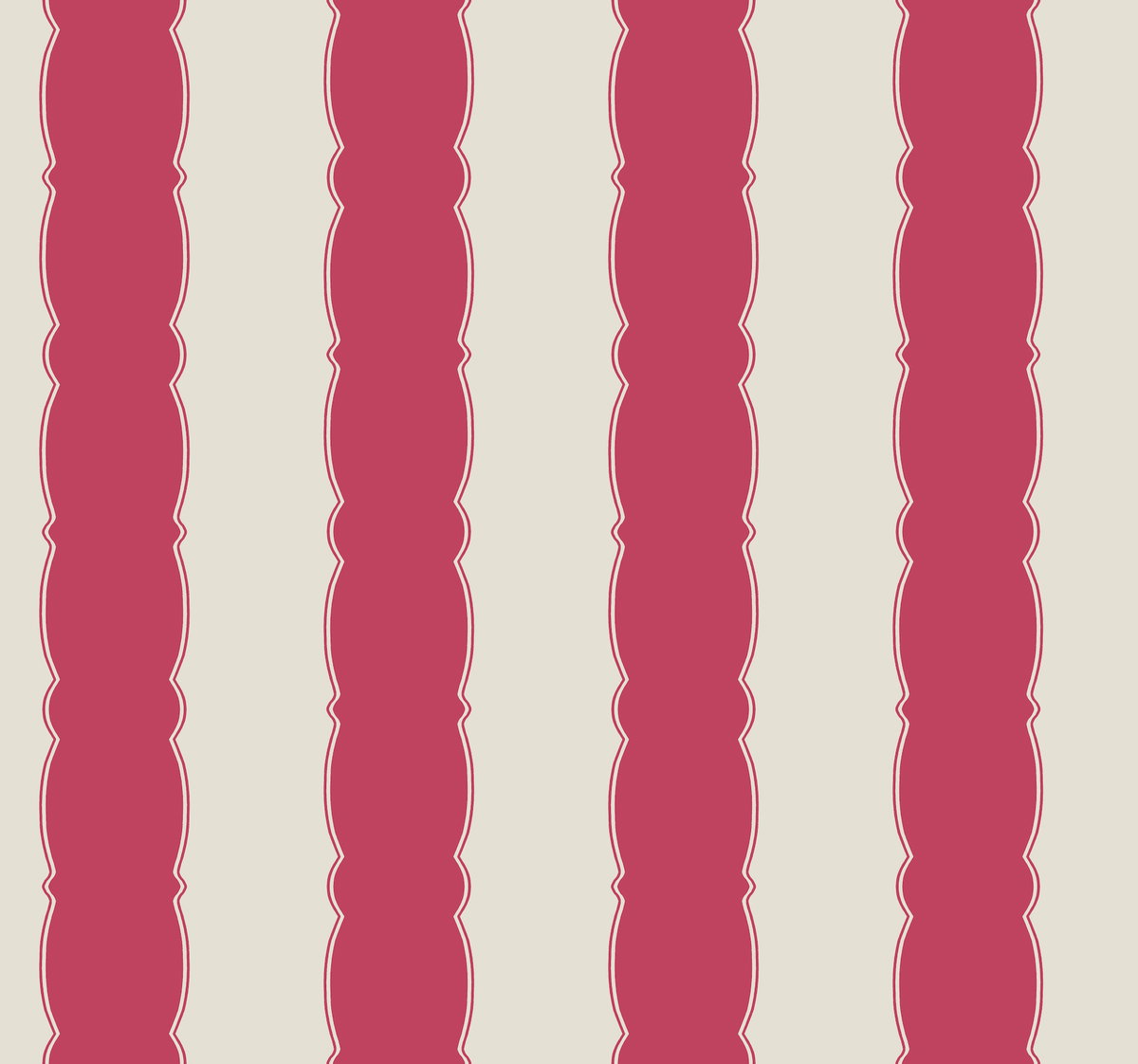 Scalloped Stripe Red Wallpaper, by York Wall, 27' length x 2'3" width x 0.02" depth View 1