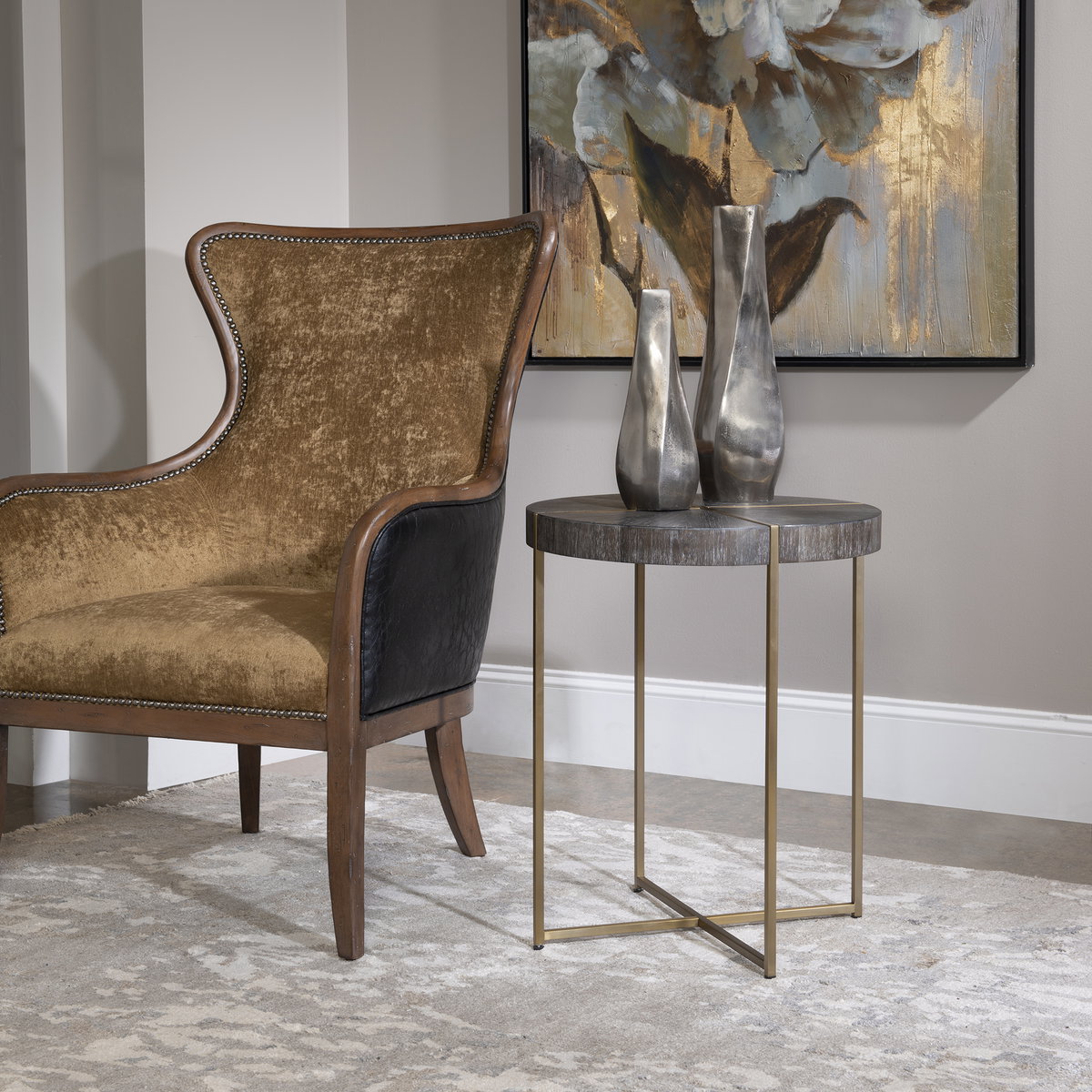 Taja Round Accent Table, Side & End Table by Uttermost, 20" width x 24" height x 20" depth View 2