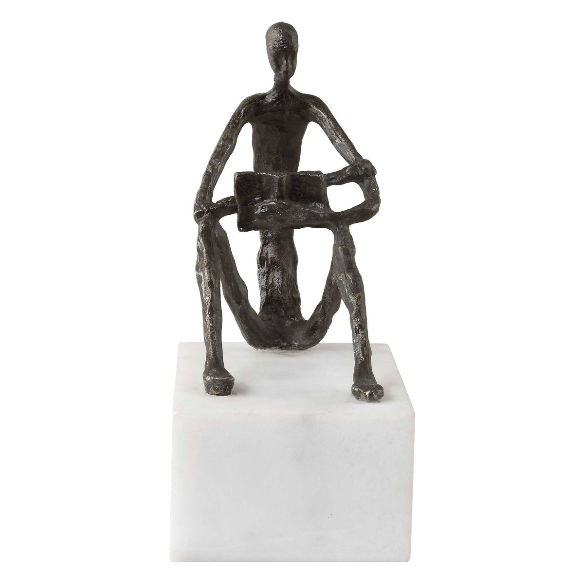 Sit Back Relax And Read Iron Sculpture, Figurines & Statue by Uttermost, 4" width x 6" height x 8.75" depth View 4