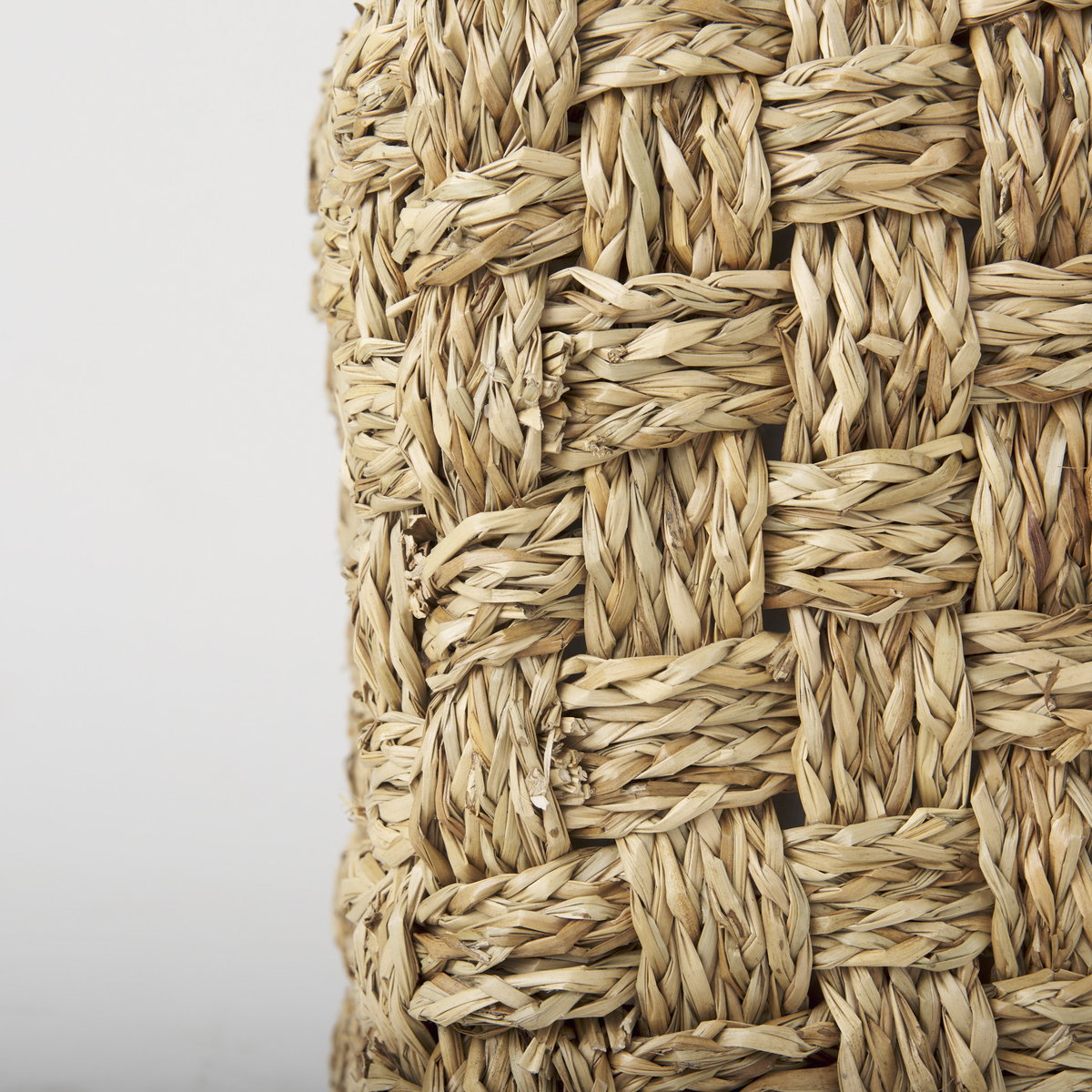 Adele   Medium Brown Seagrass Woven Square Pouf, Ottoman by Mercana, 17.72" length x 17.72" width x 17.72" height View 8