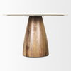 Allyson 48' Round Pedestal Dining Table | Banswara White Marble & Brown Wood | Seats 4, by Mercana, 48" length x 48" width x 30" height thumbnail 6
