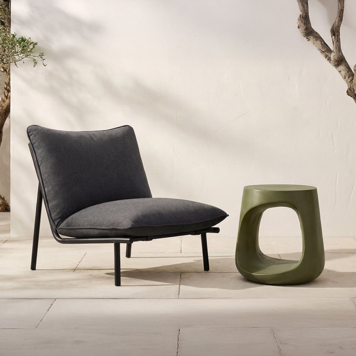 Rothko Outdoor Stool Green, Outdoor Chair by Moe's Home, 1'5.75" width x 1'5.75" height x 1'5.5" depth View 6