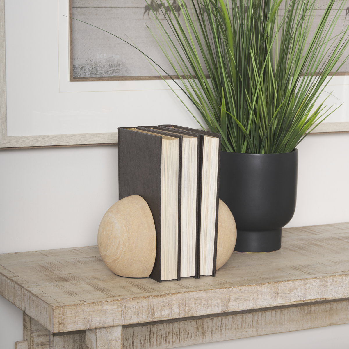 Rahmi Sandstone Orb Bookends, by Mercana, 5.5" length x 5.5" width x 5.25" height View 3