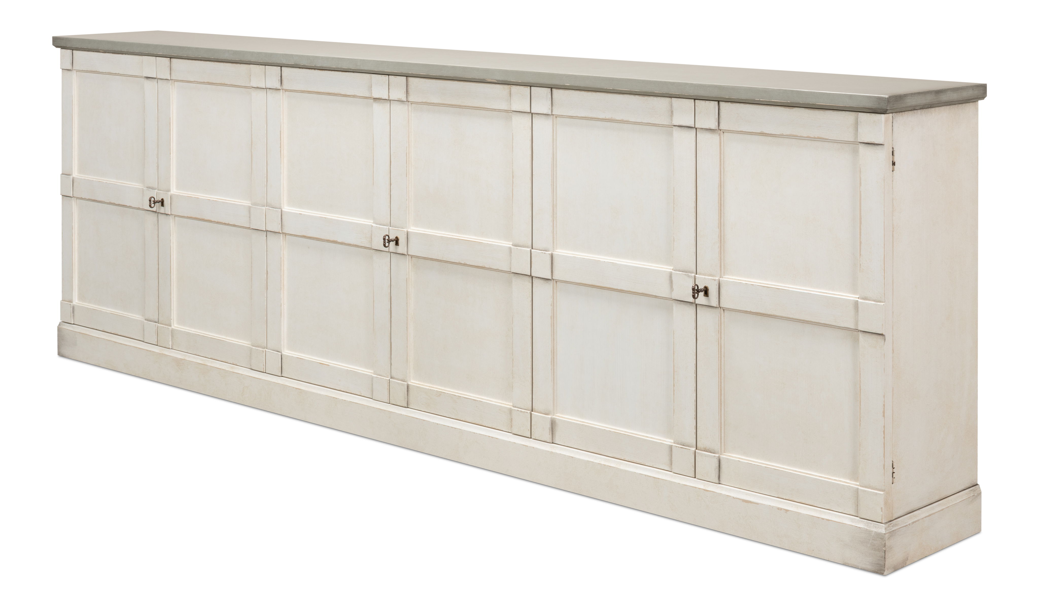 Luciana Wood Drs Buffet,112',St.Wht,Grey, Cabinets & Sideboard by Sarreid, 112" length x 15" width x 38" height View 8