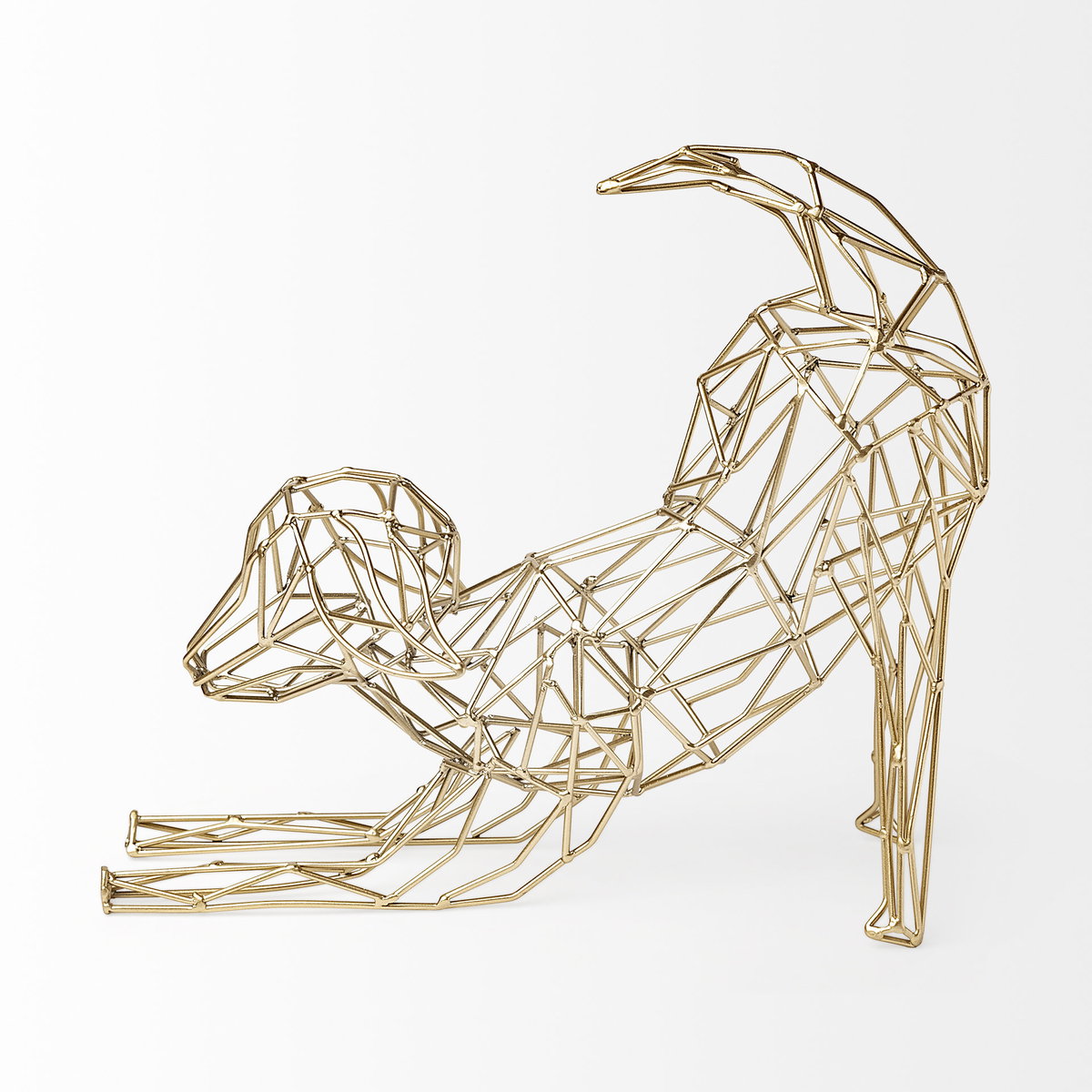 Frankie II 13L x 6W Gold Wire Framed Dog Shaped Decor, Decorative Object by Mercana, 13.39" length x 5.91" width x 12.2" height View 3
