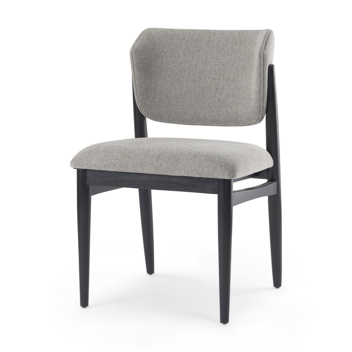 Cline Curved Back Dining Side Chair | Gray Fabric with Black Wood, Dining Chair by Mercana, 20.87" length x 23.03" width x 31.89" height View 1