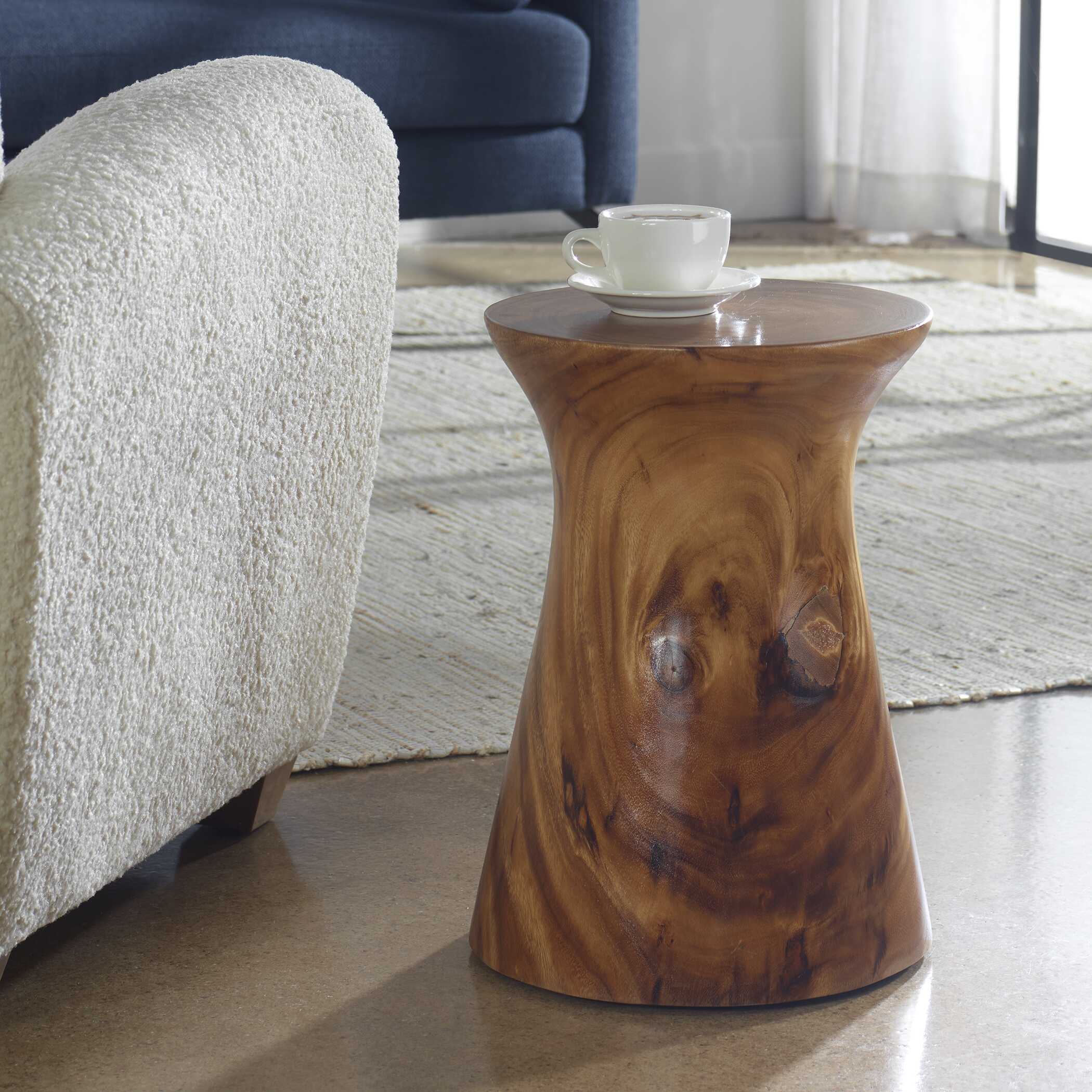 Swell Wooden Accent Table, Furniture by Uttermost, 13" width x 18" height x 13" depth View 2