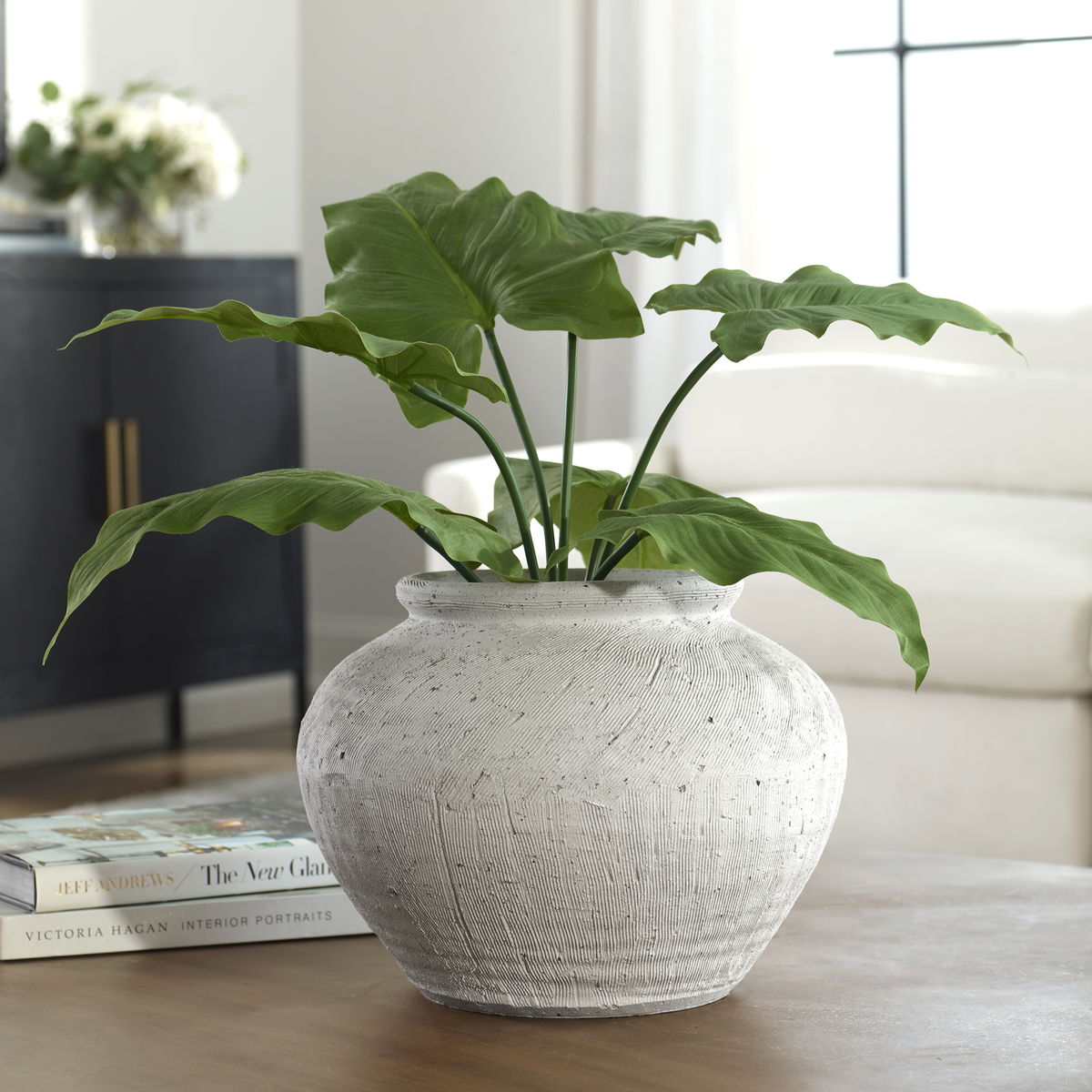 Floreana Round White Vase, by Uttermost, 12" width x 9" height x 12" depth View 2