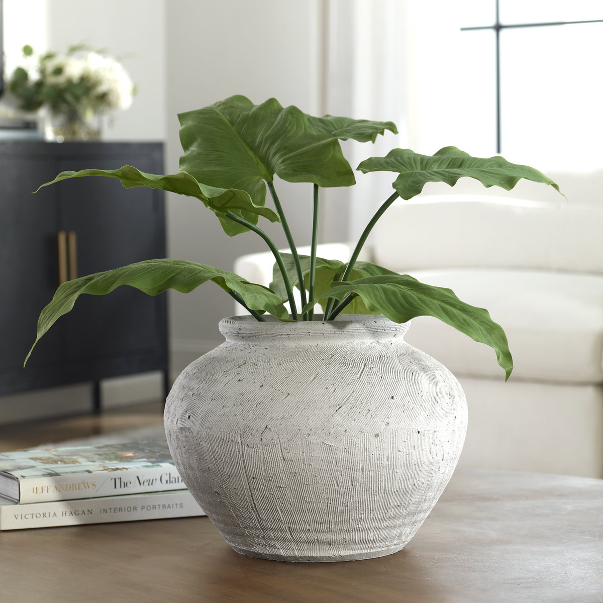 Floreana Round White Vase, by Uttermost, 12" width x 9" height x 12" depth View 2
