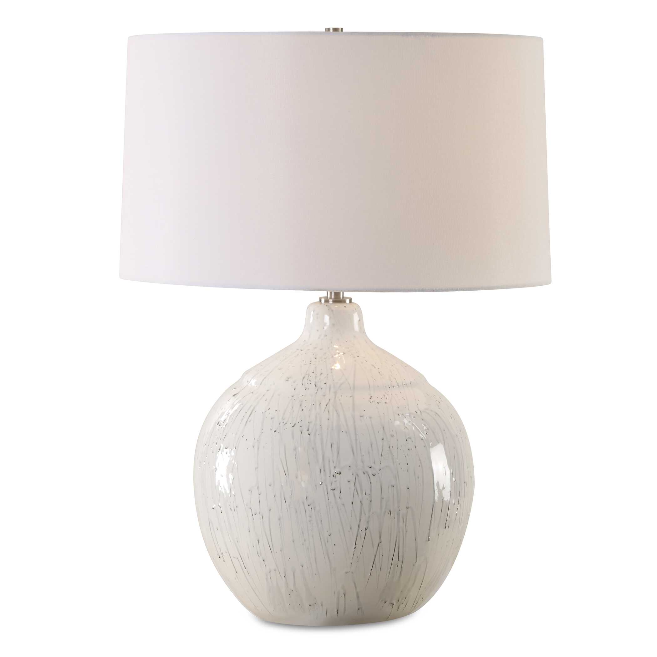 Dribble White Glaze Table Lamp, by Uttermost, 19" width x 25.75" height x 19" depth View 1