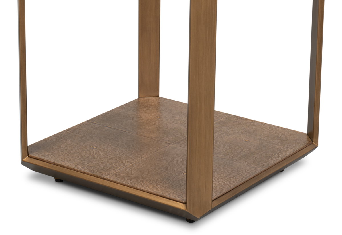 Gilbert Shagreen Side Table  Tawny Brown, by Sarreid, 1'6" length x 1'6" width x 2' height View 5