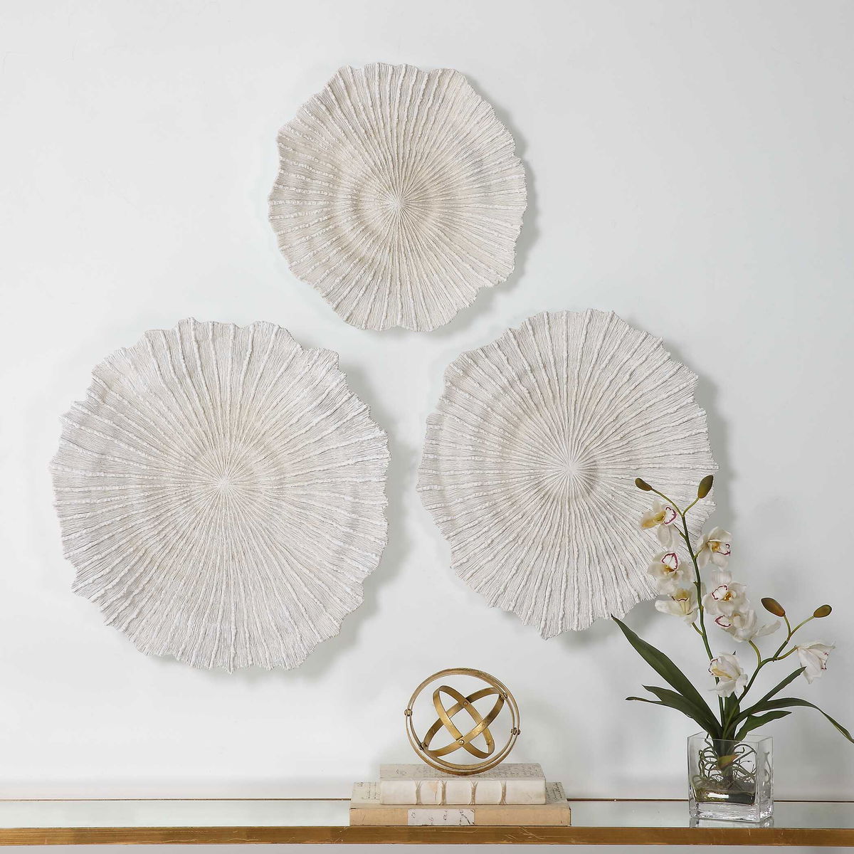 Ocean Gems Coral Wall Decor Set/3, Sculptural Wall Art by Uttermost, 21.75" width x 20.5" height x 3.5" depth View 7