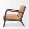 Cashel Accent Chair with Dark Brown Wood and Tan Genuine Leather, by Mercana, 32" length x 26" width x 29.5" height thumbnail 5