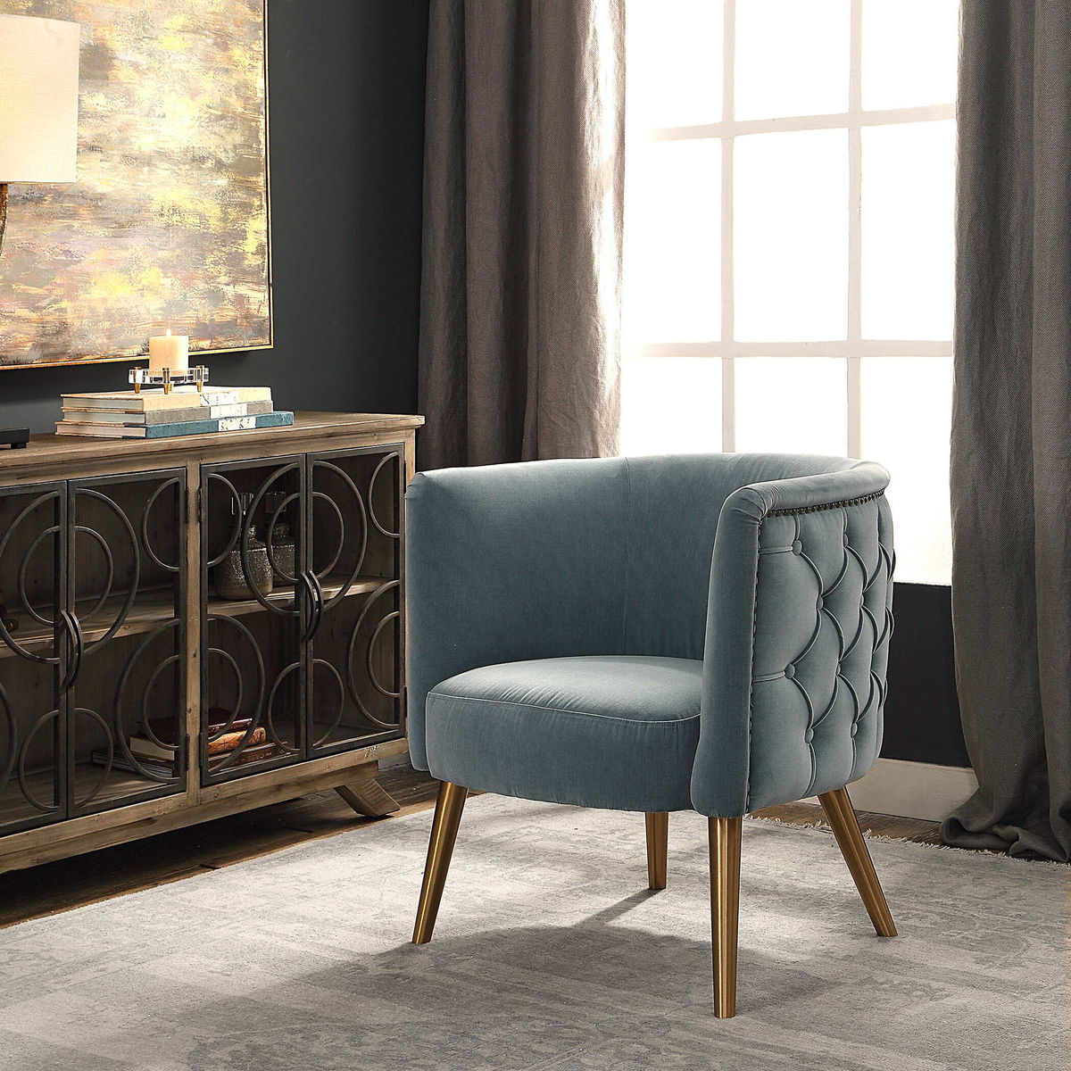 Haider Gray Accent Chair, by Uttermost, 28.5" width x 31" height x 28.25" depth View 7