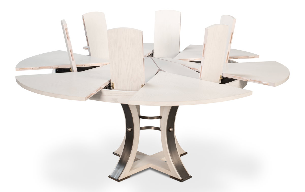 Tower Jupe Dining Table Med Working Wht, by Sarreid, 4'7" length x 4'7" width x 2'6" height View 9