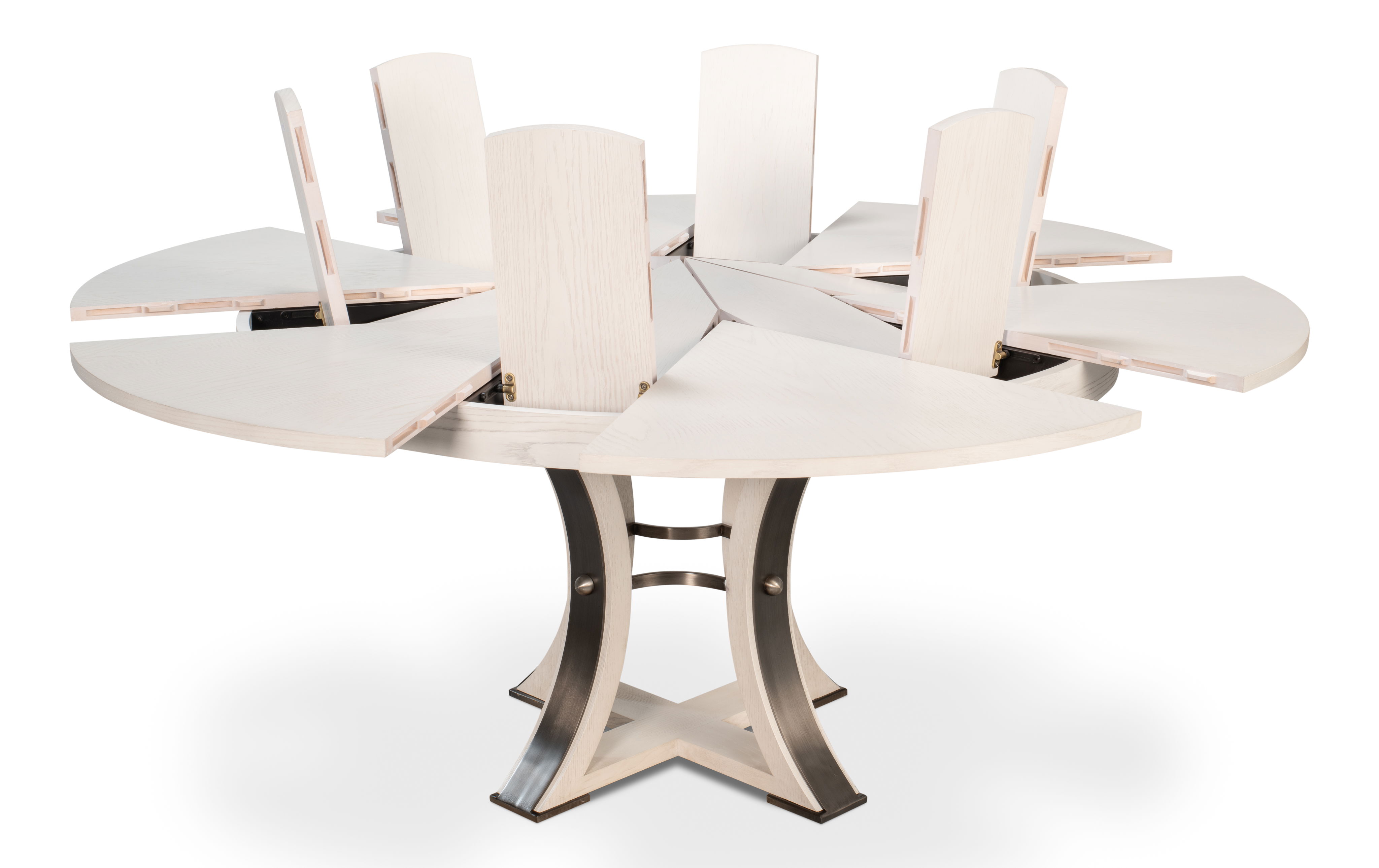 Tower Jupe Dining Table,Med,Working Wht, by Sarreid, 55" length x 55" width x 30" height View 9
