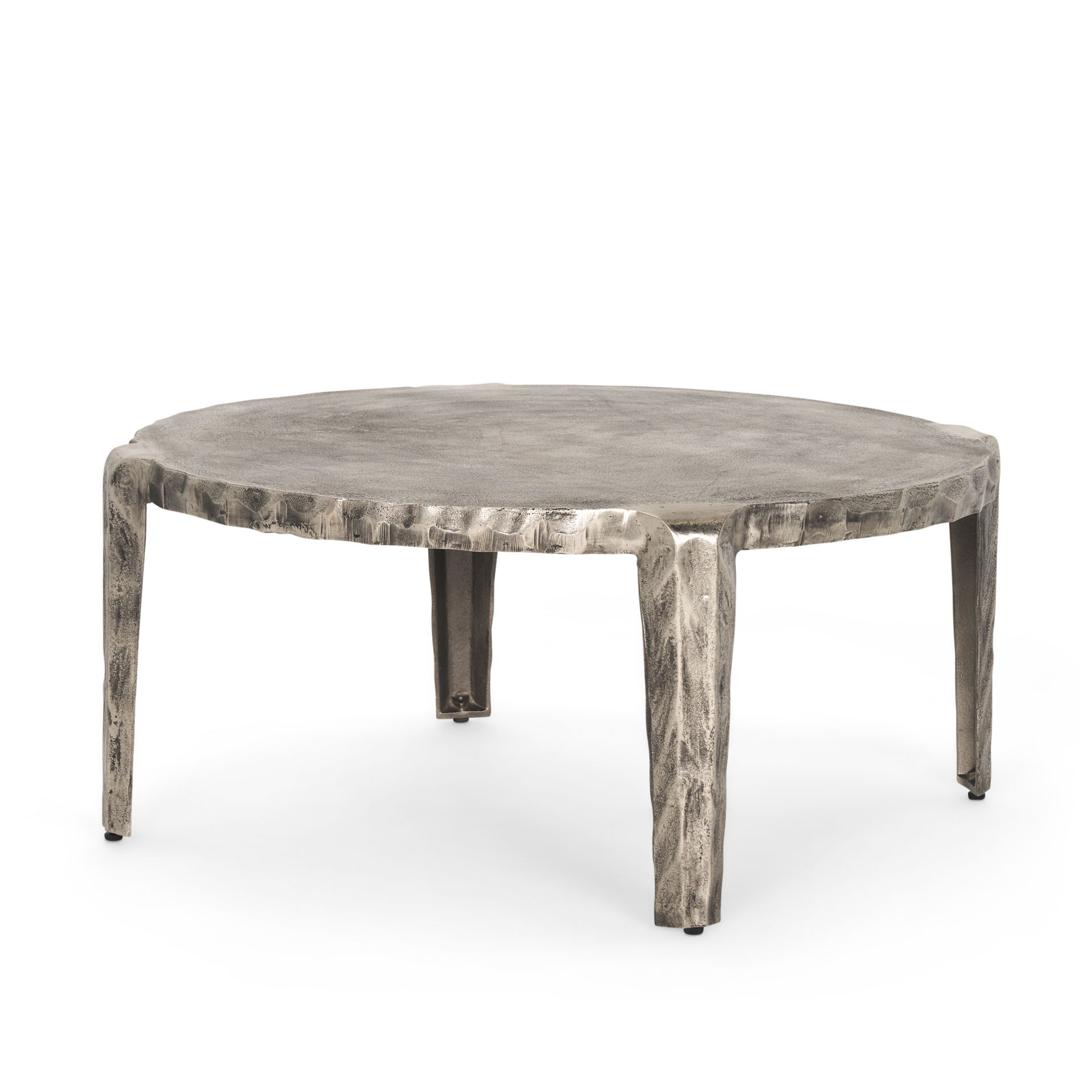 Randy Silver Nickel Cast Aluminum Metal Coffee Table, by Mercana, 37.8" length x 18.9" width x 37.8" height View 1