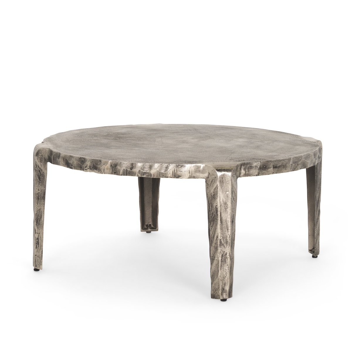 Randy Silver Nickel Cast Aluminum Metal Coffee Table, by Mercana, 37.8" length x 37.8" width x 18.9" height View 1