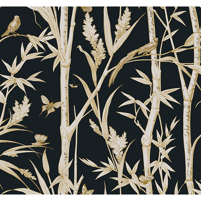 Bambou Toile Black Wallpaper large image 