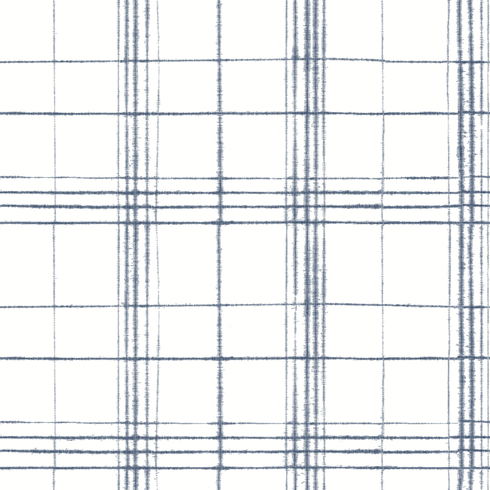 Farmhouse Plaid Navy & White Wallpaper