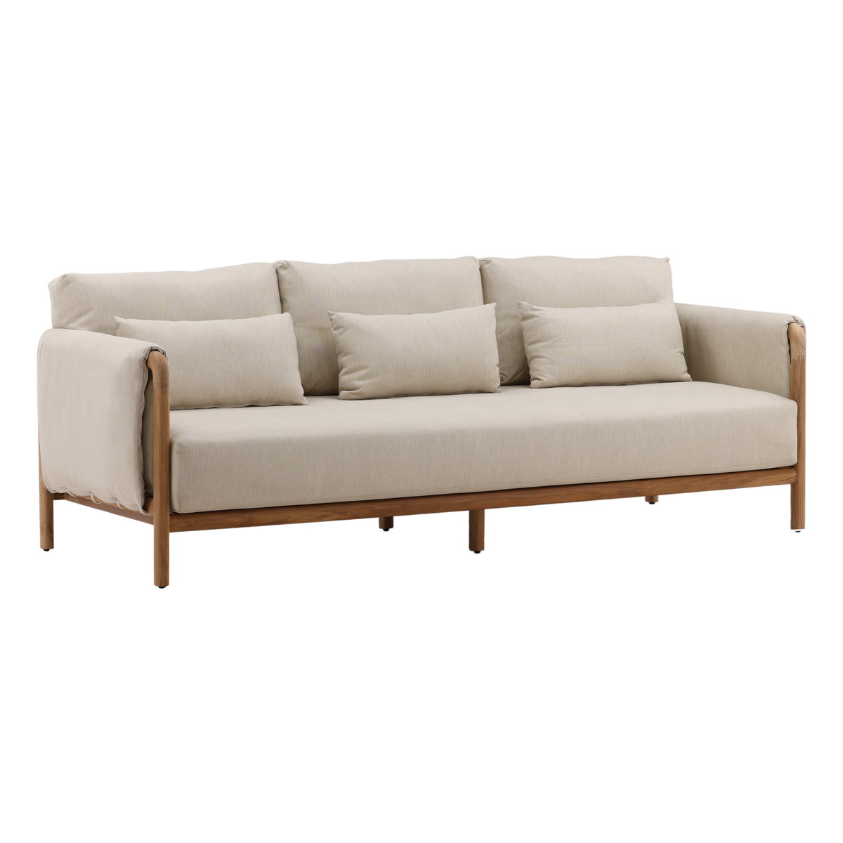 Milburne Outdoor Sofa Beige, Sofas & Sectional by Dovetail, 88" width x 35.35" height x 34" depth View 1