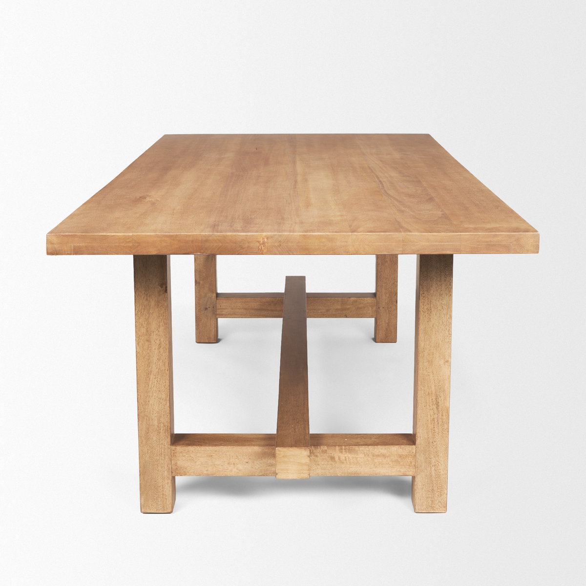 Suke 84'L x 42'W Rectangular Trestle Dining Table | Natural Wood | Seats 8, by Mercana, 84" length x 42" width x 30" height View 5